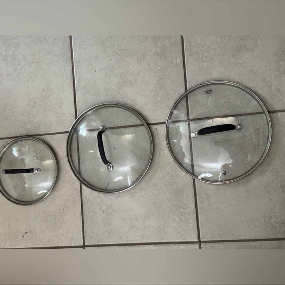 Glass Pot Lid Set with Black Handles